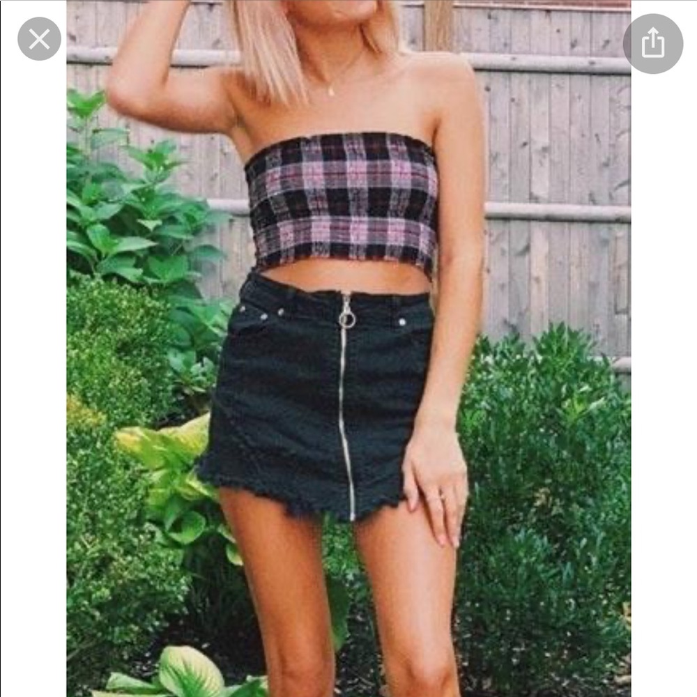 Grey Bandit Distressed black denim skirt
